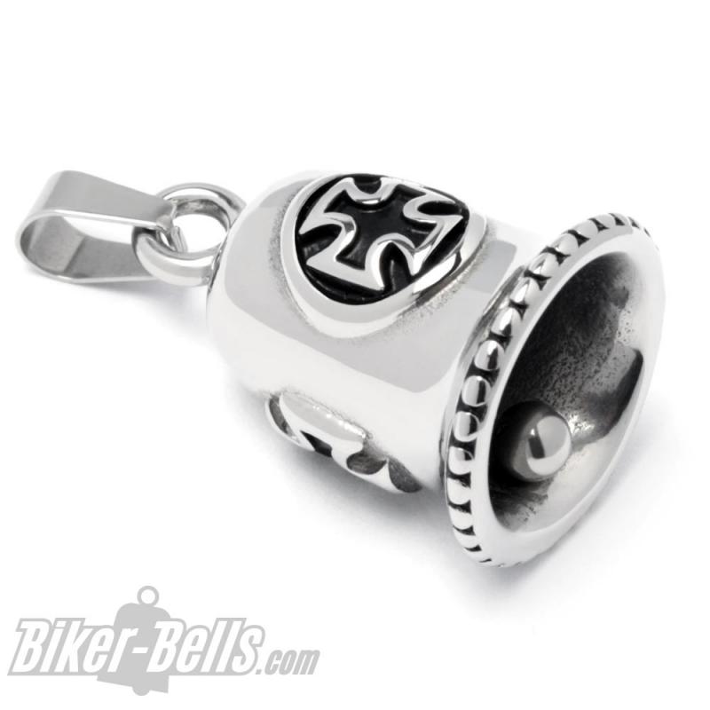 Iron Cross Biker-Bell Stainless Steel Iron Cross Ride Bell Silver Motorcycle Bell